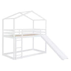 Twin over Twin House-Shaped Bunk Bed with Slide and Ladder