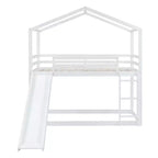 Twin over Twin House-Shaped Bunk Bed with Slide and Ladder