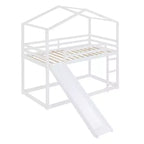 Twin over Twin House-Shaped Bunk Bed with Slide and Ladder
