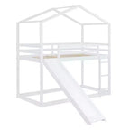 Twin over Twin House-Shaped Bunk Bed with Slide and Ladder