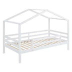Twin over Twin House-Shaped Bunk Bed with Slide and Ladder