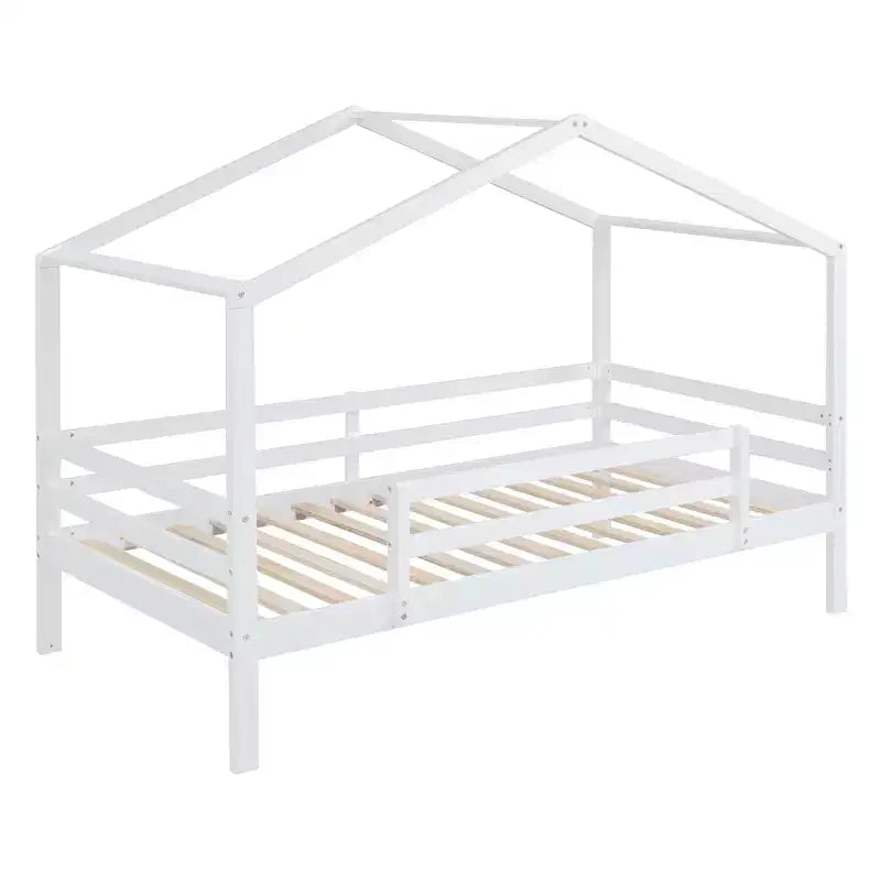 Twin over Twin House-Shaped Bunk Bed with Slide and Ladder