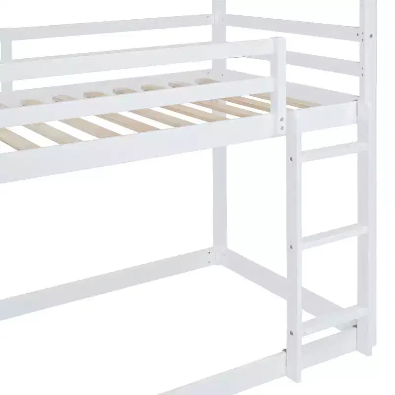 Twin over Twin House-Shaped Bunk Bed with Slide and Ladder