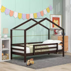 Twin over Twin House-Shaped Bunk Bed with Slide and Ladder