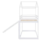 Twin over Twin House-Shaped Bunk Bed with Slide and Ladder
