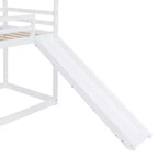 Twin over Twin House-Shaped Bunk Bed with Slide and Ladder