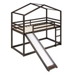 Twin over Twin House-Shaped Bunk Bed with Slide and Ladder