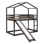 Twin over Twin House-Shaped Bunk Bed with Slide and Ladder