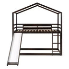 Twin over Twin House-Shaped Bunk Bed with Slide and Ladder