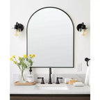 39" Black Arch Metal Framed Bathroom Vanity Mirror