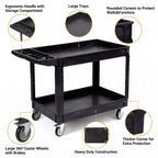 2-Tier Utility Service Cart with Wheels, 550 lbs Capacity