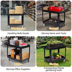 2-Tier Utility Service Cart with Wheels, 550 lbs Capacity