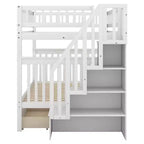 Full over Full Bunk Bed with Storage Drawers and Shelves