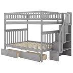 Full over Full Bunk Bed with Storage Drawers and Shelves