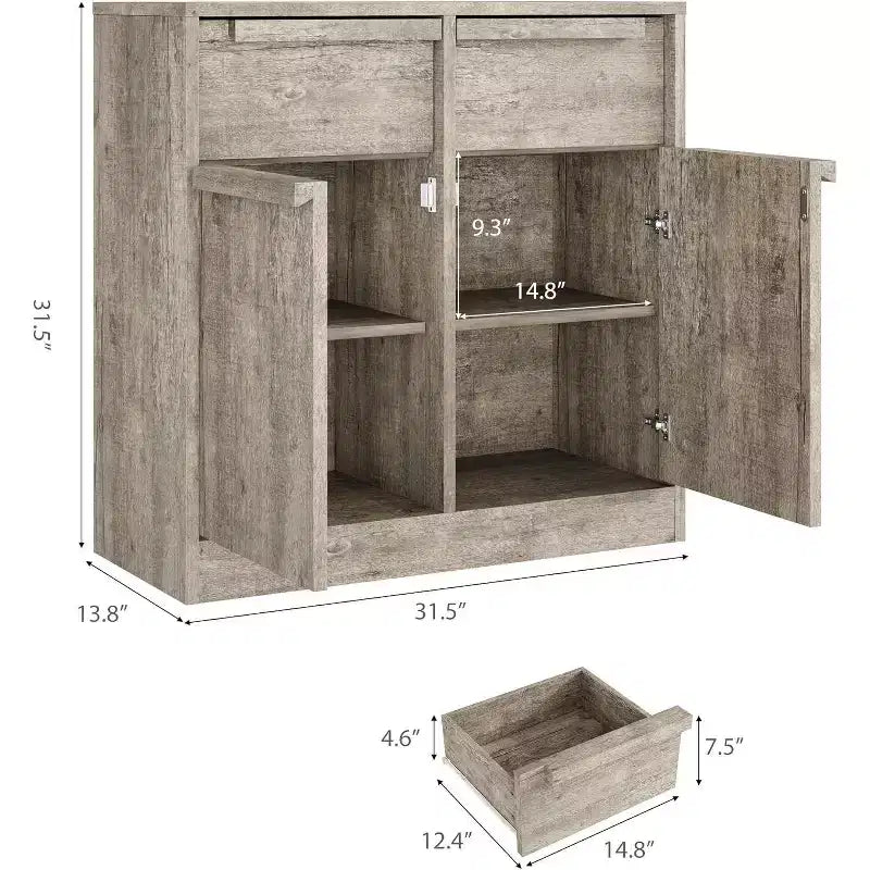Sideboard Buffet Cabinet with 4 Drawers and Storage Compartments