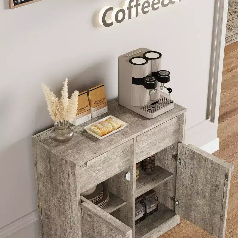 Sideboard Buffet Cabinet with 4 Drawers and Storage Compartments