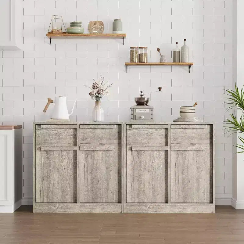 Sideboard Buffet Cabinet with 4 Drawers and Storage Compartments