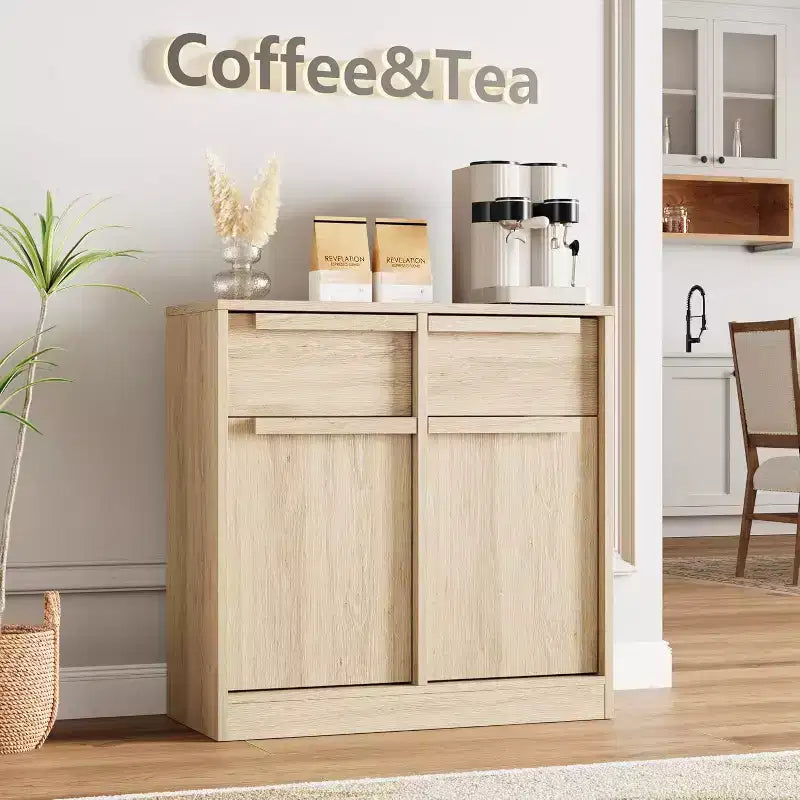Sideboard Buffet Cabinet with 4 Drawers and Storage Compartments