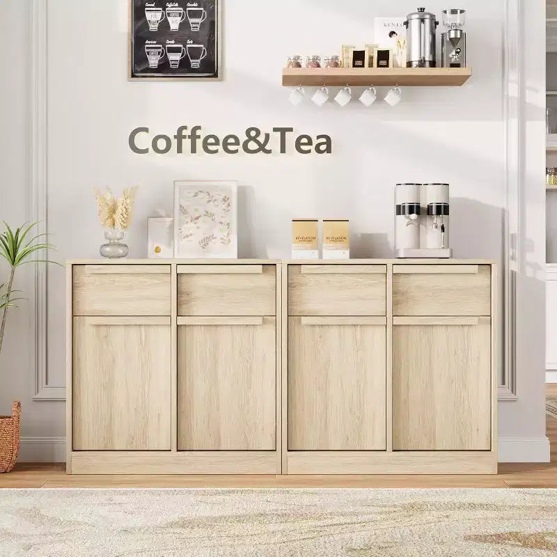 Sideboard Buffet Cabinet with 4 Drawers and Storage Compartments
