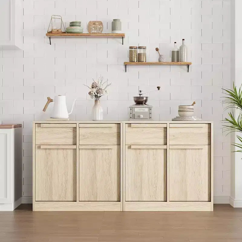 Sideboard Buffet Cabinet with 4 Drawers and Storage Compartments