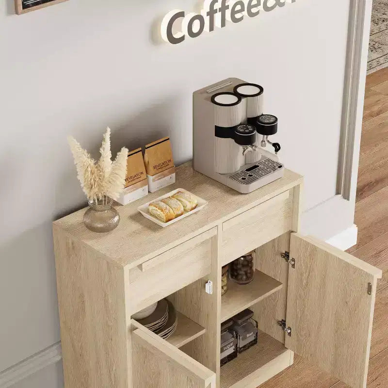Sideboard Buffet Cabinet with 4 Drawers and Storage Compartments