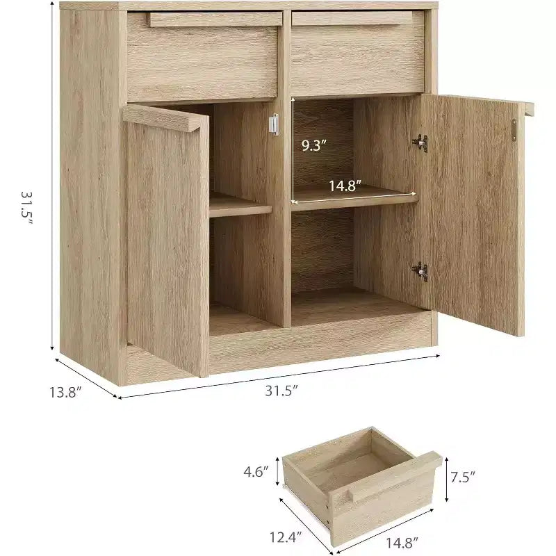 Sideboard Buffet Cabinet with 4 Drawers and Storage Compartments