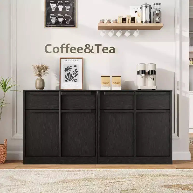 Sideboard Buffet Cabinet with 4 Drawers and Storage Compartments