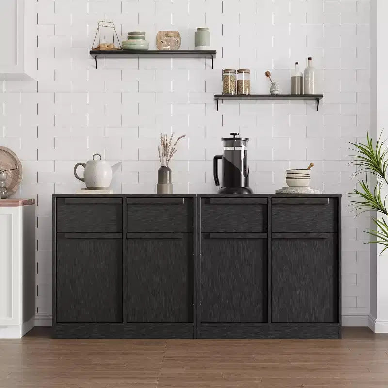Sideboard Buffet Cabinet with 4 Drawers and Storage Compartments