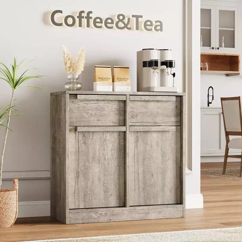 Sideboard Buffet Cabinet with 4 Drawers and Storage Compartments
