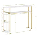 43.5" Console Table with Marble-Textured Top and Storage Shelves