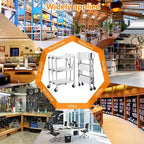 3-Tier Foldable Utility Cart with Wheels, 300 lb Capacity, Stainless Steel Frame