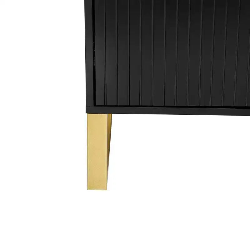 Sideboard Buffet Cabinet with 4 Doors, Metal Handles and Adjustable Shelves for Dining Room, Black