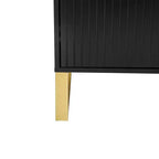 Sideboard Buffet Cabinet with 4 Doors, Metal Handles and Adjustable Shelves for Dining Room, Black