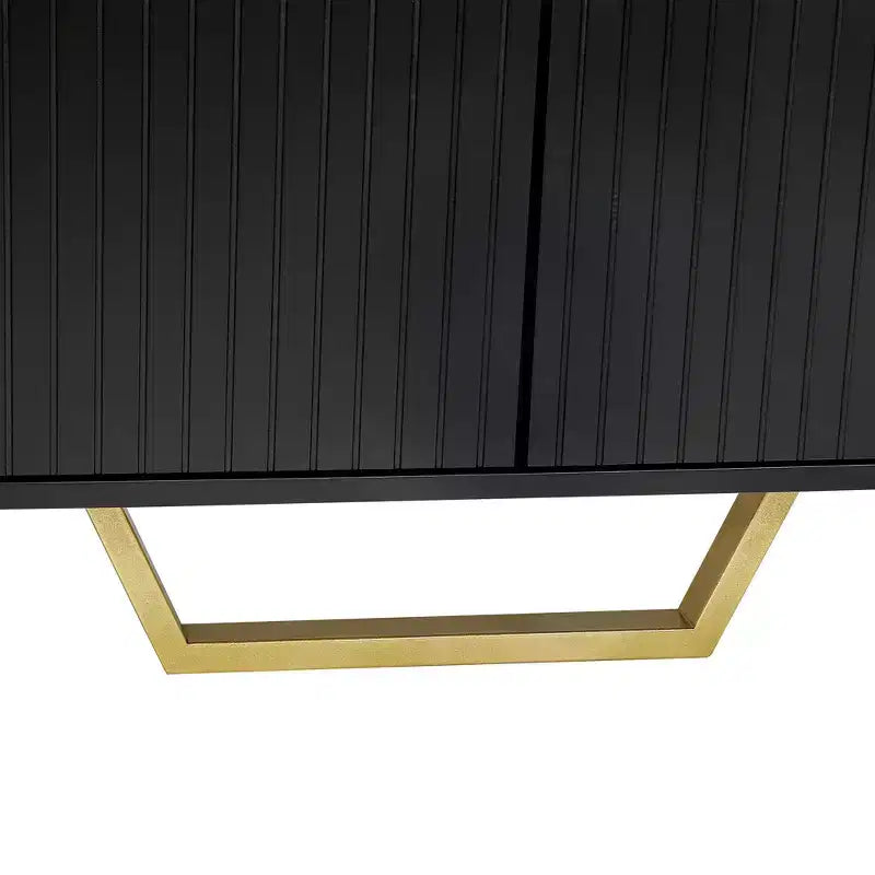 Sideboard Buffet Cabinet with 4 Doors, Metal Handles and Adjustable Shelves for Dining Room, Black