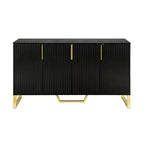 Sideboard Buffet Cabinet with 4 Doors, Metal Handles and Adjustable Shelves for Dining Room, Black