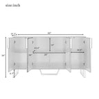 Sideboard Buffet Cabinet with 4 Doors, Metal Handles and Adjustable Shelves for Dining Room, Black