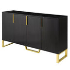 Sideboard Buffet Cabinet with 4 Doors, Metal Handles and Adjustable Shelves for Dining Room, Black