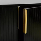 Sideboard Buffet Cabinet with 4 Doors, Metal Handles and Adjustable Shelves for Dining Room, Black