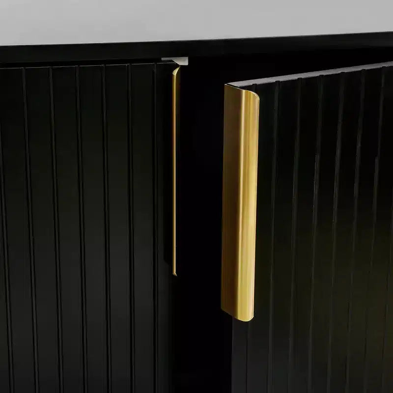 Sideboard Buffet Cabinet with 4 Doors, Metal Handles and Adjustable Shelves for Dining Room, Black