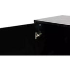 Sideboard Buffet Cabinet with 4 Doors, Metal Handles and Adjustable Shelves for Dining Room, Black