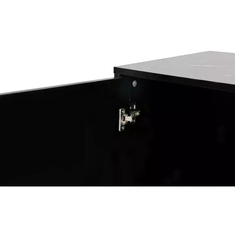 Sideboard Buffet Cabinet with 4 Doors, Metal Handles and Adjustable Shelves for Dining Room, Black