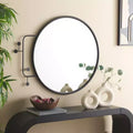 Round Black Iron Wall Mirror 31 x 38.5 Inch