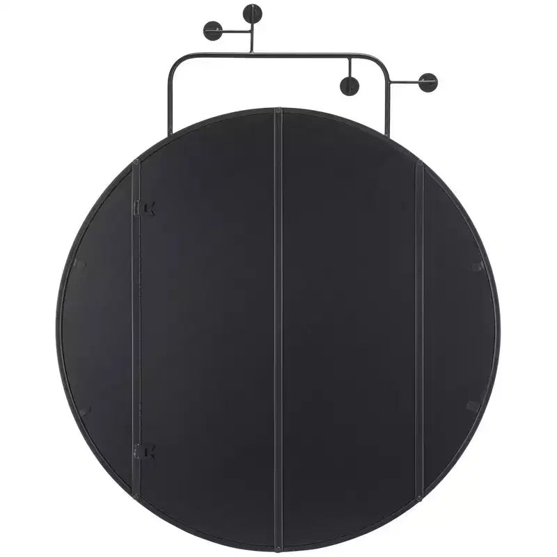 Round Black Iron Wall Mirror 31 x 38.5 Inch
