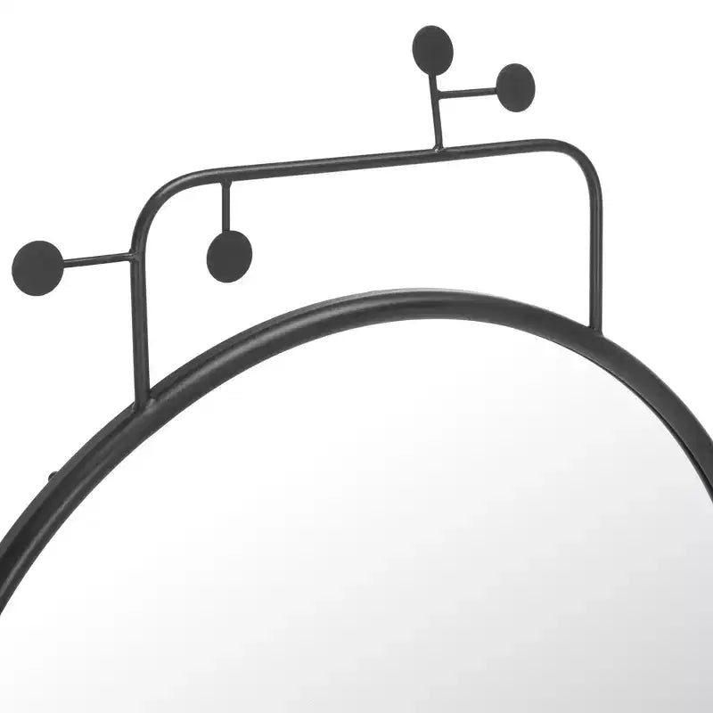 Round Black Iron Wall Mirror 31 x 38.5 Inch