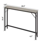 Narrow Console Table 39.4" – Metal Frame with MDF Top, Grey