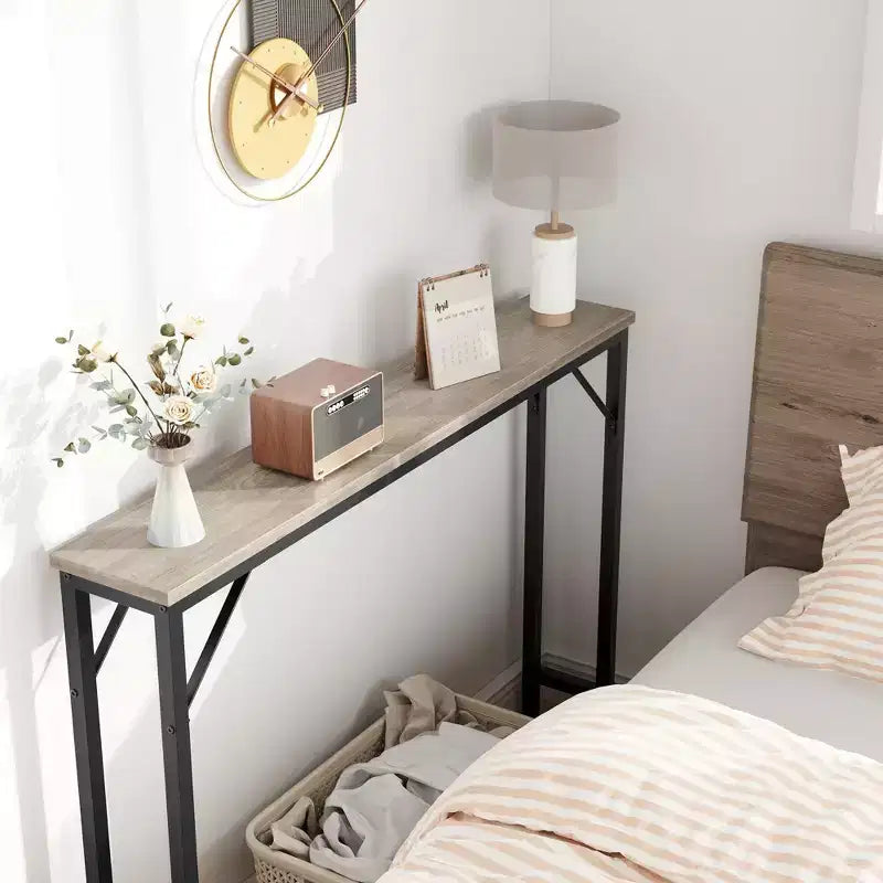 Narrow Console Table 39.4" – Metal Frame with MDF Top, Grey