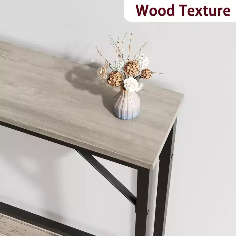 Narrow Console Table 39.4" – Metal Frame with MDF Top, Grey