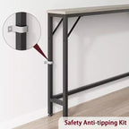 Narrow Console Table 39.4" – Metal Frame with MDF Top, Grey