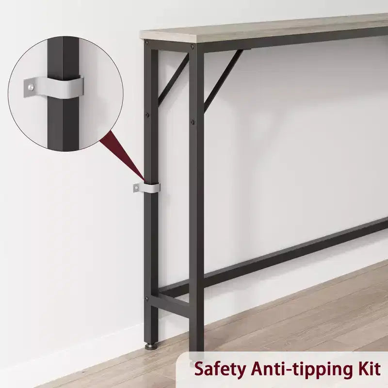 Narrow Console Table 39.4" – Metal Frame with MDF Top, Grey