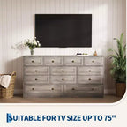 12-Drawer Wood Dresser with TV Stand Top